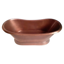 Slanting Base Copper Bathtub Plain Antique Finish