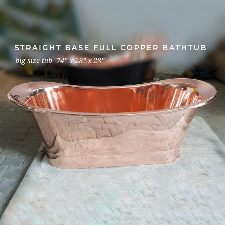 Straight Base Full Copper Bathtub Big Size