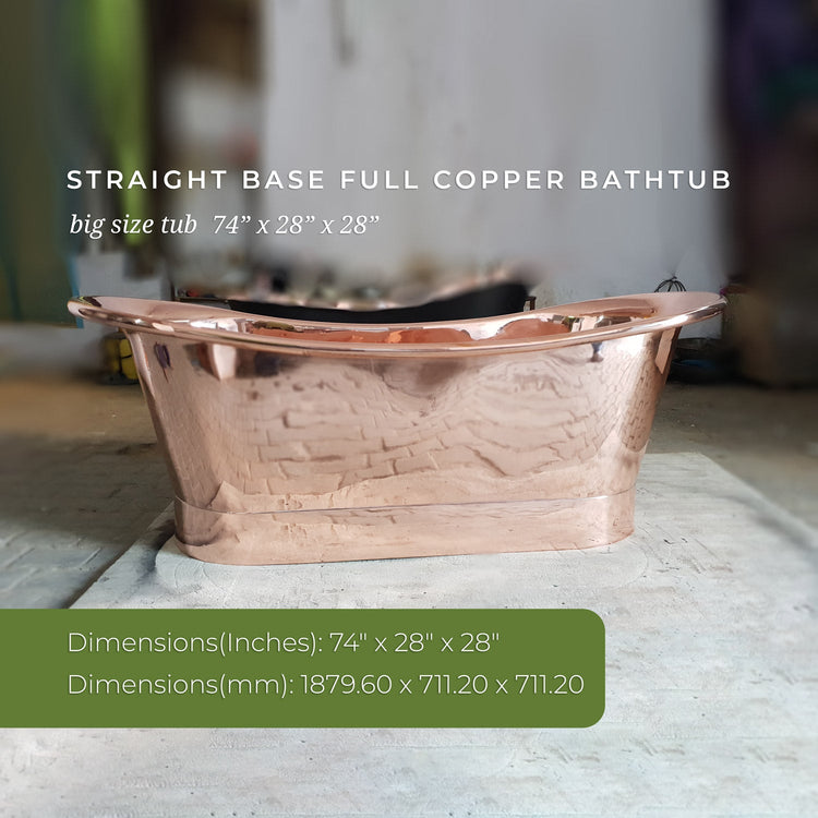 Straight Base Full Copper Bathtub Big Size
