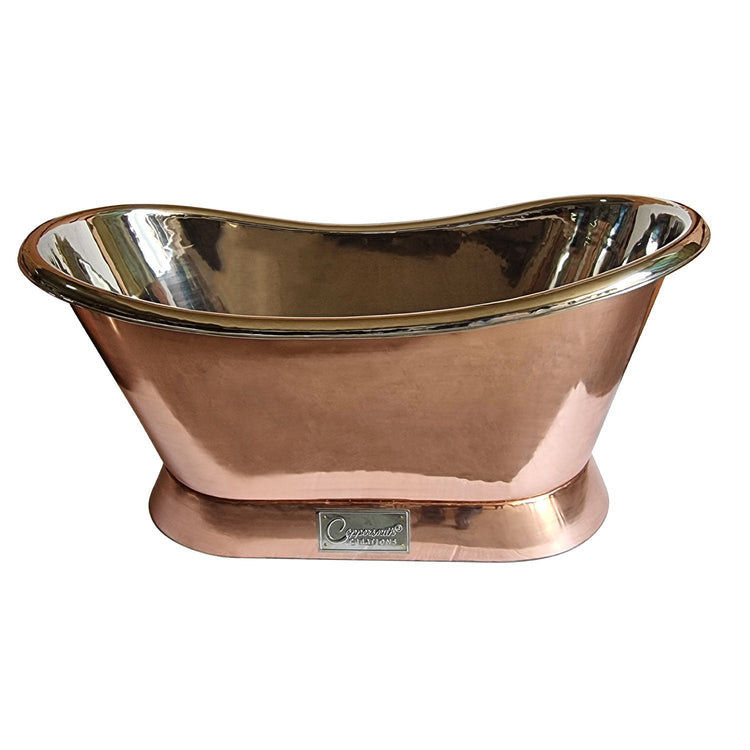 Slanting Base Copper Bathtub Nickel Inside Copper Outside