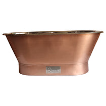 Straight Base Copper Bathtub Brushed Copper Exterior & Polished Nickel Interior