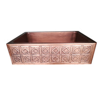 Single Bowl Square Mirror in Box Front Apron Copper Kitchen Sink