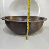 Oval Copper Sink Dark Antique 20 x 15.50 x 6 inch