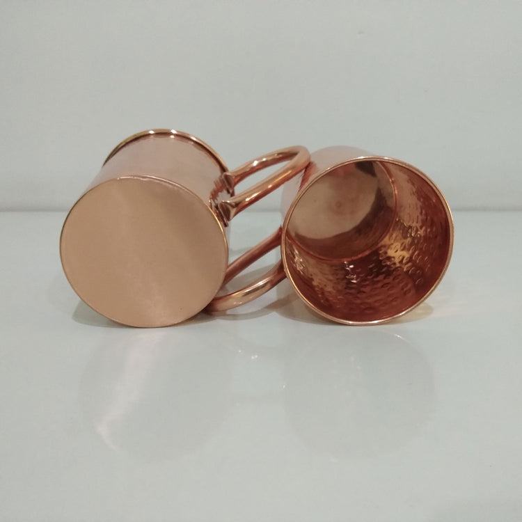 Cylindrical Copper Mugs Hammered