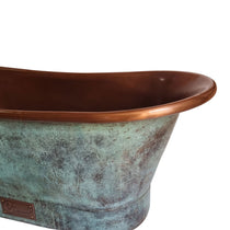 Copper Bathtub Copper Interior & Blue Green Patina Exterior Finish