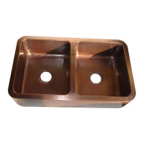 Rectangular Double Bowl Copper Kitchen Sink - Coppersmith Creations - Coppersmith Creations