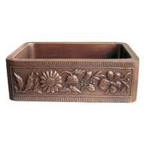 Copper Farmhouse Sink Sunflower Front Apron