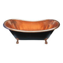 Hammered Clawfoot Copper Bathtub Copper Interior & Black Exterior