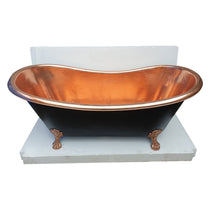 Hammered Clawfoot Copper Bathtub Copper Interior & Black Exterior