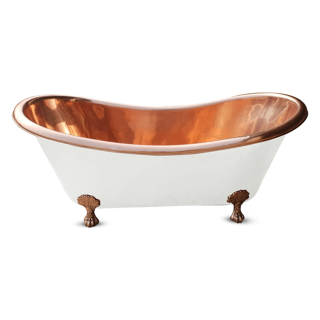 Clawfoot Copper Bathtub Matt White Powder Coated Outside