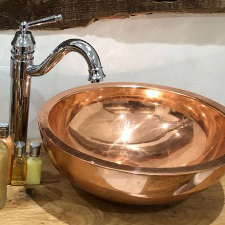 Copper Sink Round Shining Double Wall 16" x 6"