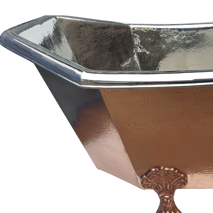 Eight Sided Clawfoot Copper Bathtub Nickel Inside Outside Shining Copper