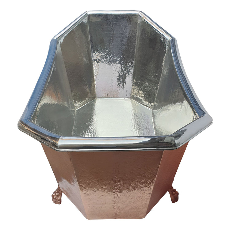 Eight Sided Clawfoot Copper Bathtub Nickel Inside Outside Shining Copper
