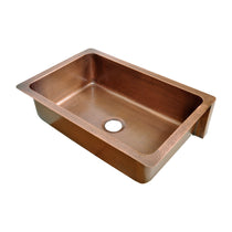 Single Bowl Square Mirror in Box Front Apron Copper Kitchen Sink