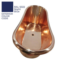 Slanting Base Copper Bathtub Copper Interior & on Base RAL5022 Night Blue Exterior