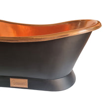 Slanting Base Copper Bathtub Full Black Exterior