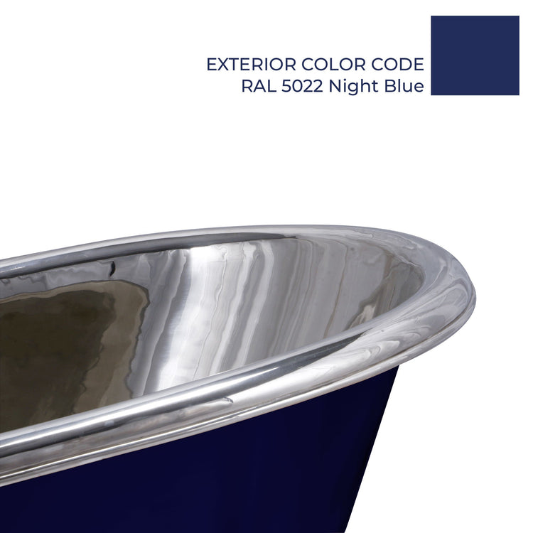 Slanting Base Copper Bathtub Nickel Interior & RAL5022 Night Blue Exterior
