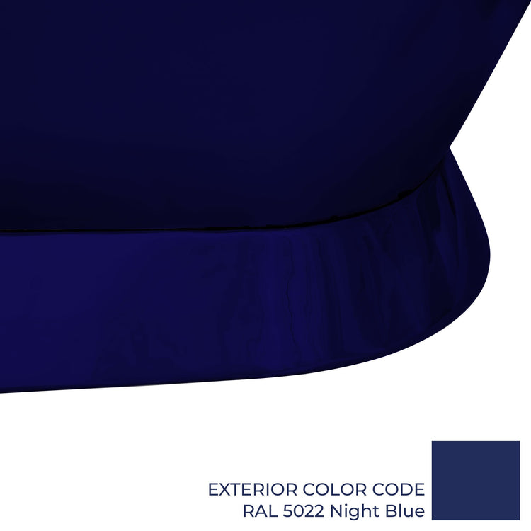 Slanting Base Copper Bathtub Nickel Interior & RAL5022 Night Blue Exterior