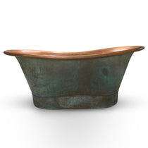 Copper Bathtub Copper Interior & Blue Green Patina Exterior with Beading on Base