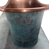 Copper Bathtub Copper Interior & Blue Green Patina Exterior with Beading on Base