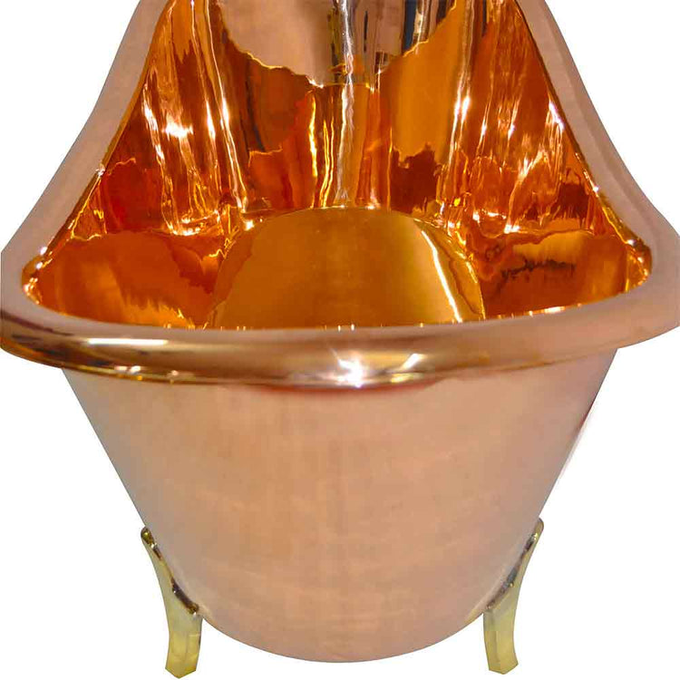Copper Bathtub Full Copper Finish Brass Legs