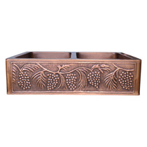 Double Bowl Five Grape Front Apron Copper Kitchen Sink