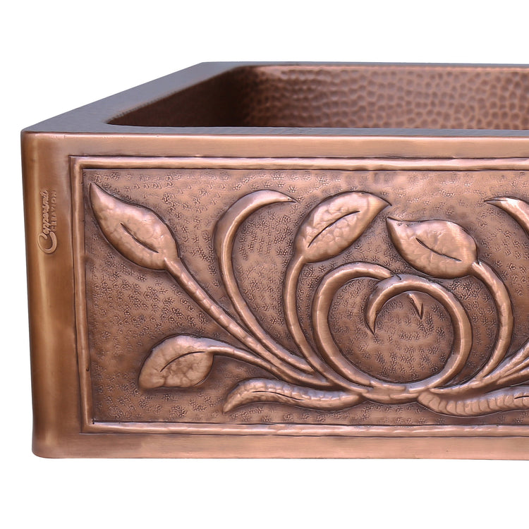 Double Bowl Petal Front Apron Copper Kitchen Sink