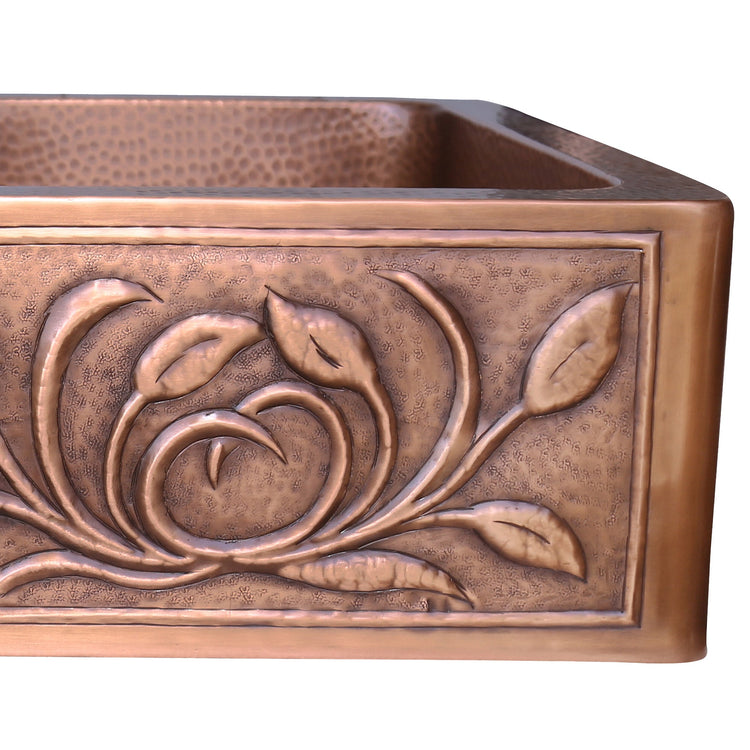 Double Bowl Petal Front Apron Copper Kitchen Sink