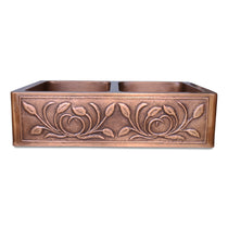 Double Bowl Petal Front Apron Copper Kitchen Sink