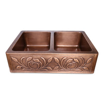 Double Bowl Petal Front Apron Copper Kitchen Sink