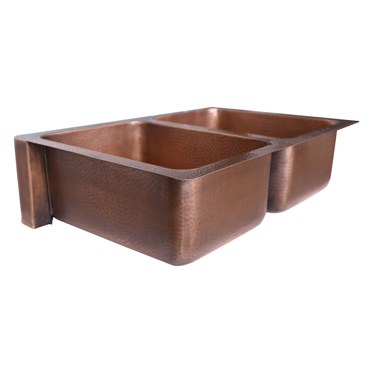 Double Bowl Petal Front Apron Copper Kitchen Sink