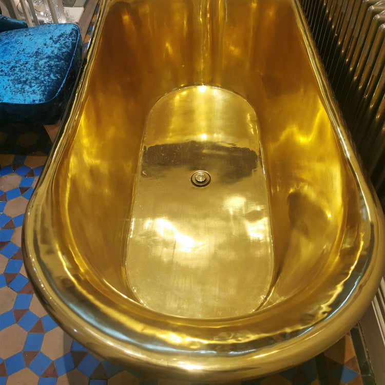 Straight Base Brass Bathtub Full Polished Brass Finish