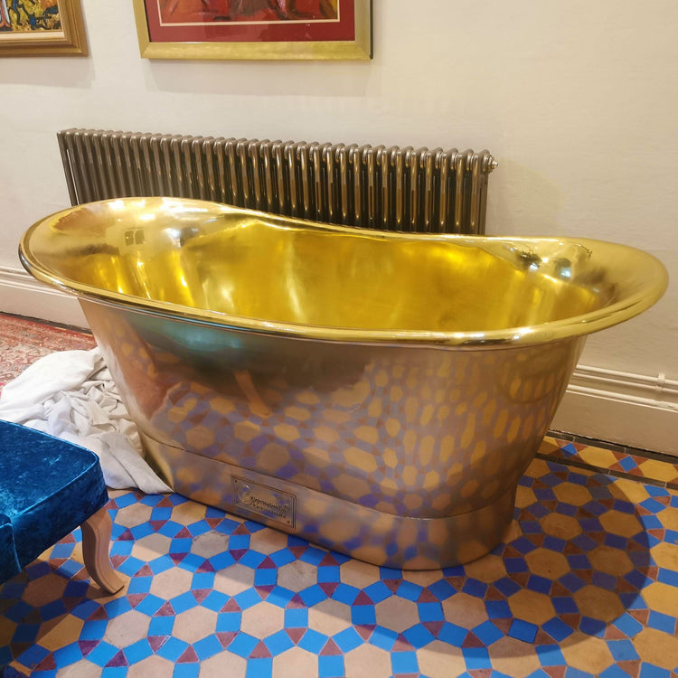 Straight Base Brass Bathtub Full Polished Brass Finish