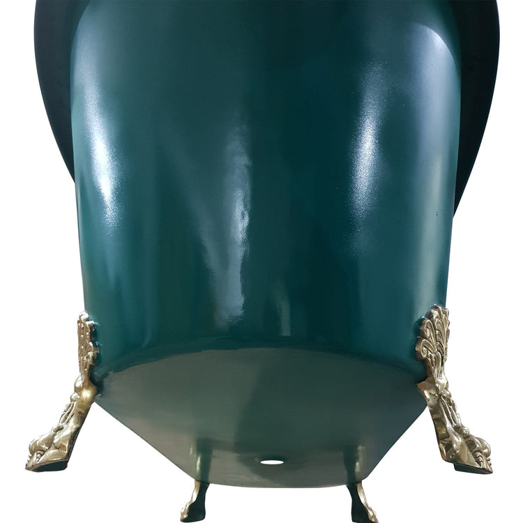 Copper Bathtub RAL 6004 Blue green Exterior & Brass Clawfoot Legs