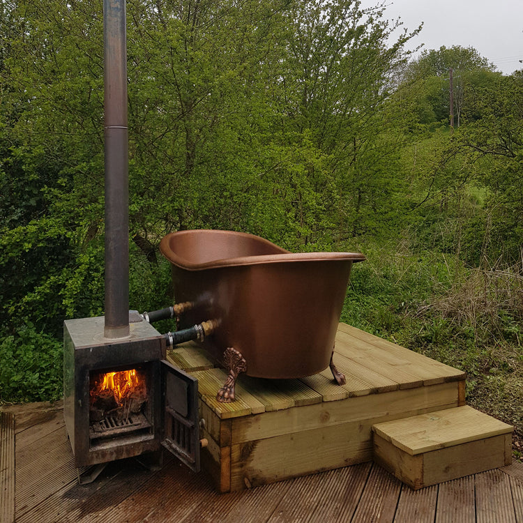 Hammered Clawfoot Copper Double Slipper Tub